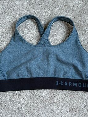 Under Armour Blue-Gray Crossback Sports Bra with Branded Band
